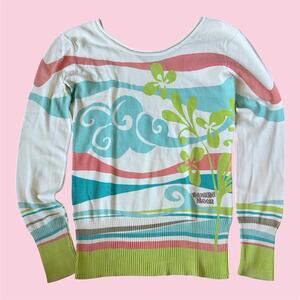 RARE Y2K Banana Moon long sleeve boat neck sweater top